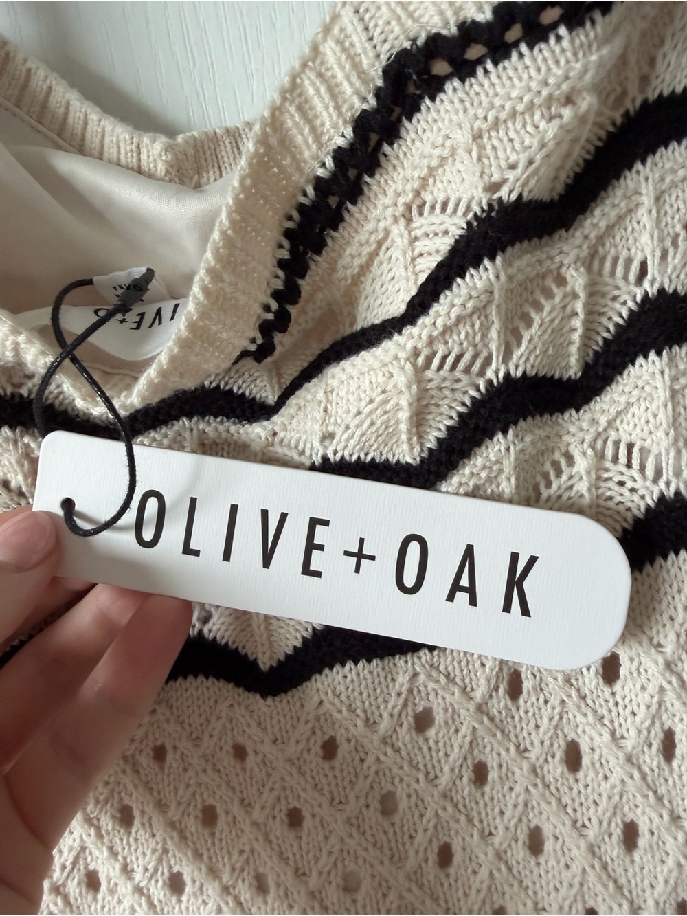 Olive & Oak ivory Crochet Maxi Dress with Black Trim - Picture 4 of 6